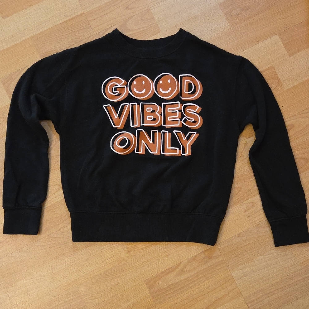 Wonder Nation Black and Orange 'Good Vibes Only' Sweatshirt